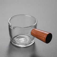 Wood Handle Glass Espresso Measuring Cup 50ml